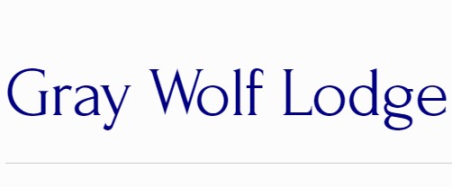 The Gray Wolf Lodge text on a white background.