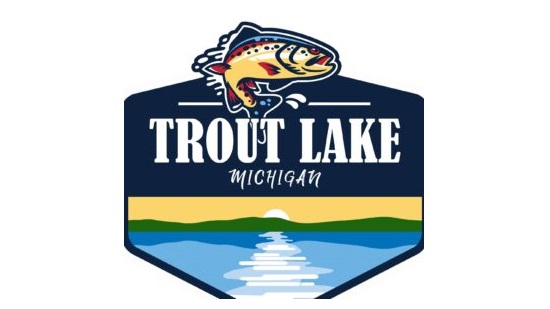 Trout lake logo with bass across the top